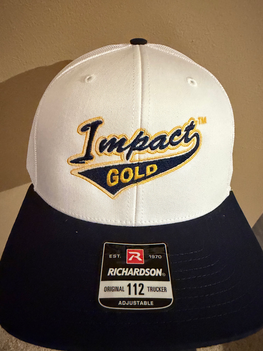 WHITE TRUCKERS HAT / NAVY BILL| 2 LOGOS | MESH SNAPBACK
