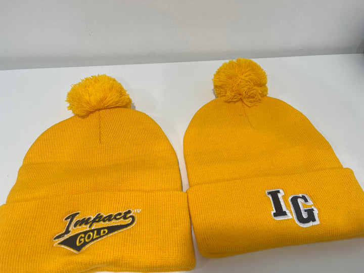 Gold Pom Beanie | 2 Logo Options