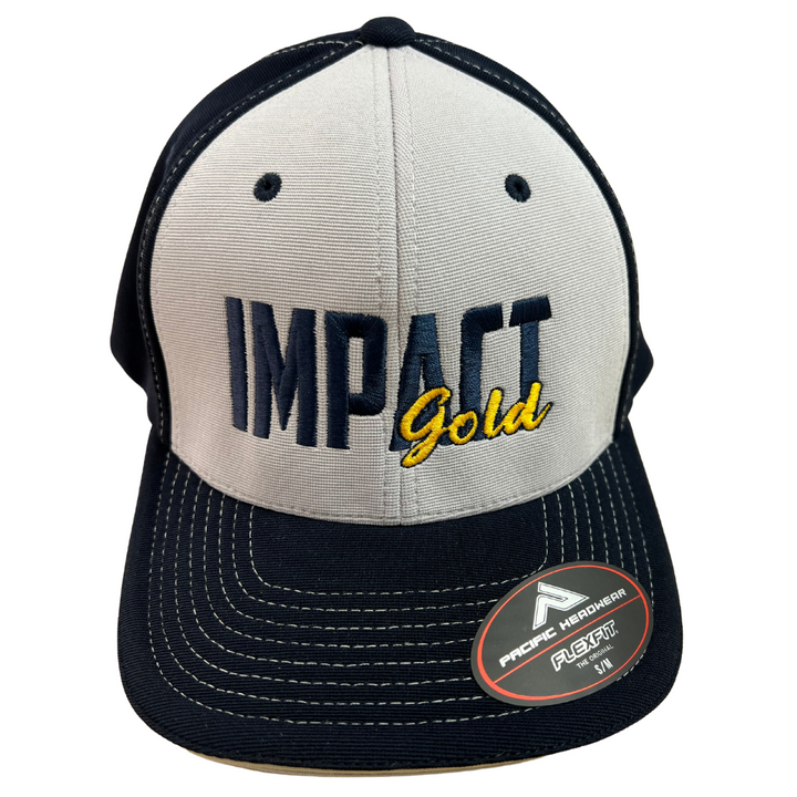 GREY FRONT/ NAVY BACK &amp; BILL M2 PERFORMANCE FLEXFIT® CAP | IMPACT GOLD BLOCK